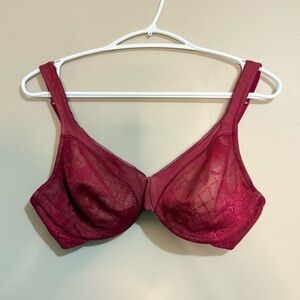 Lilyette Red Lace Lined Underwire Bra – Size 36C EUC